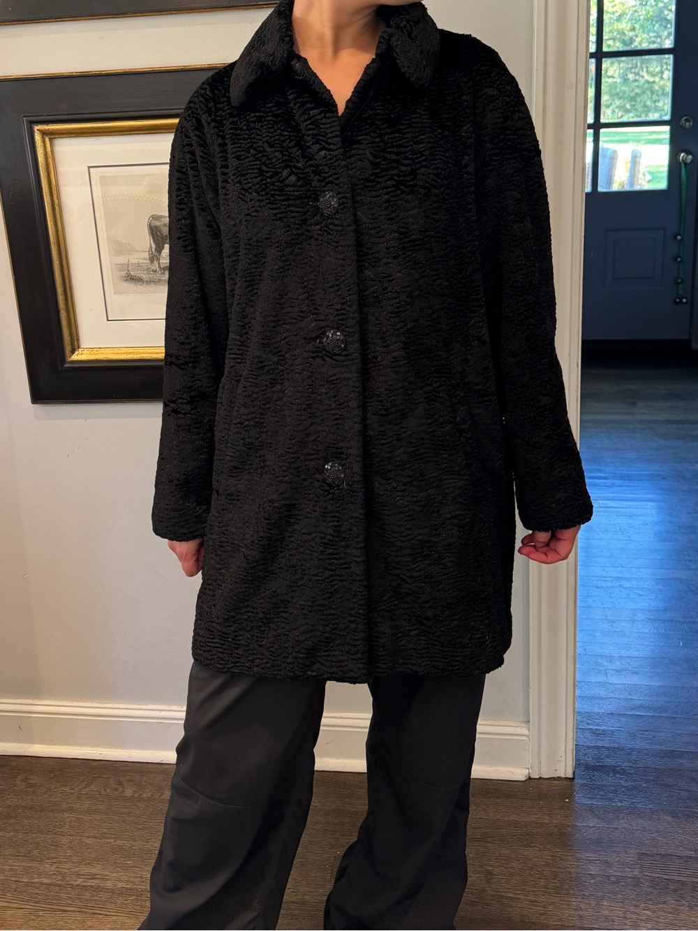 Black Faux Fur Button-Front Coat - Women